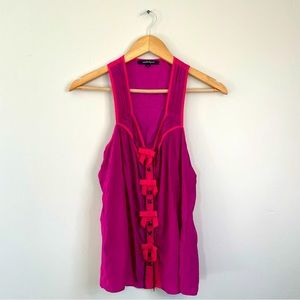 Nanette Lepore Silk Tank Top Pink Fuchsia Bows